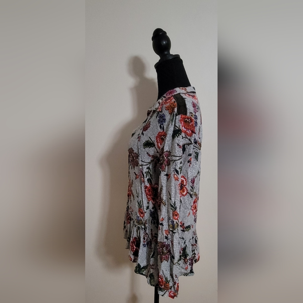 Anthropologie Maeve Janie Multicolored Flounced Floral Polka Dot Top Size 4 - Picture 8 of 10
